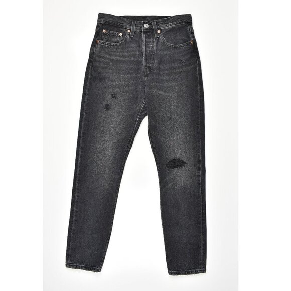 Levi's Denim - Levi's 501 Skinny Distressed Jeans Black Stick - 26